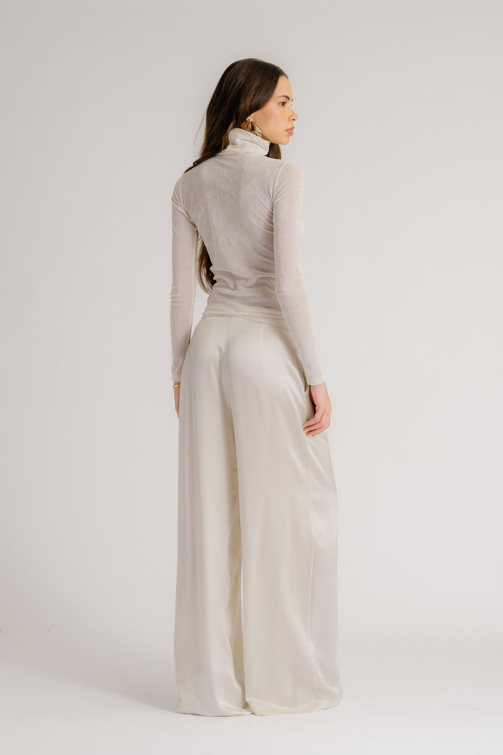 BROOKE HIGH RISE DOUBLE PLEAT SILK TROUSER | GARDENIA