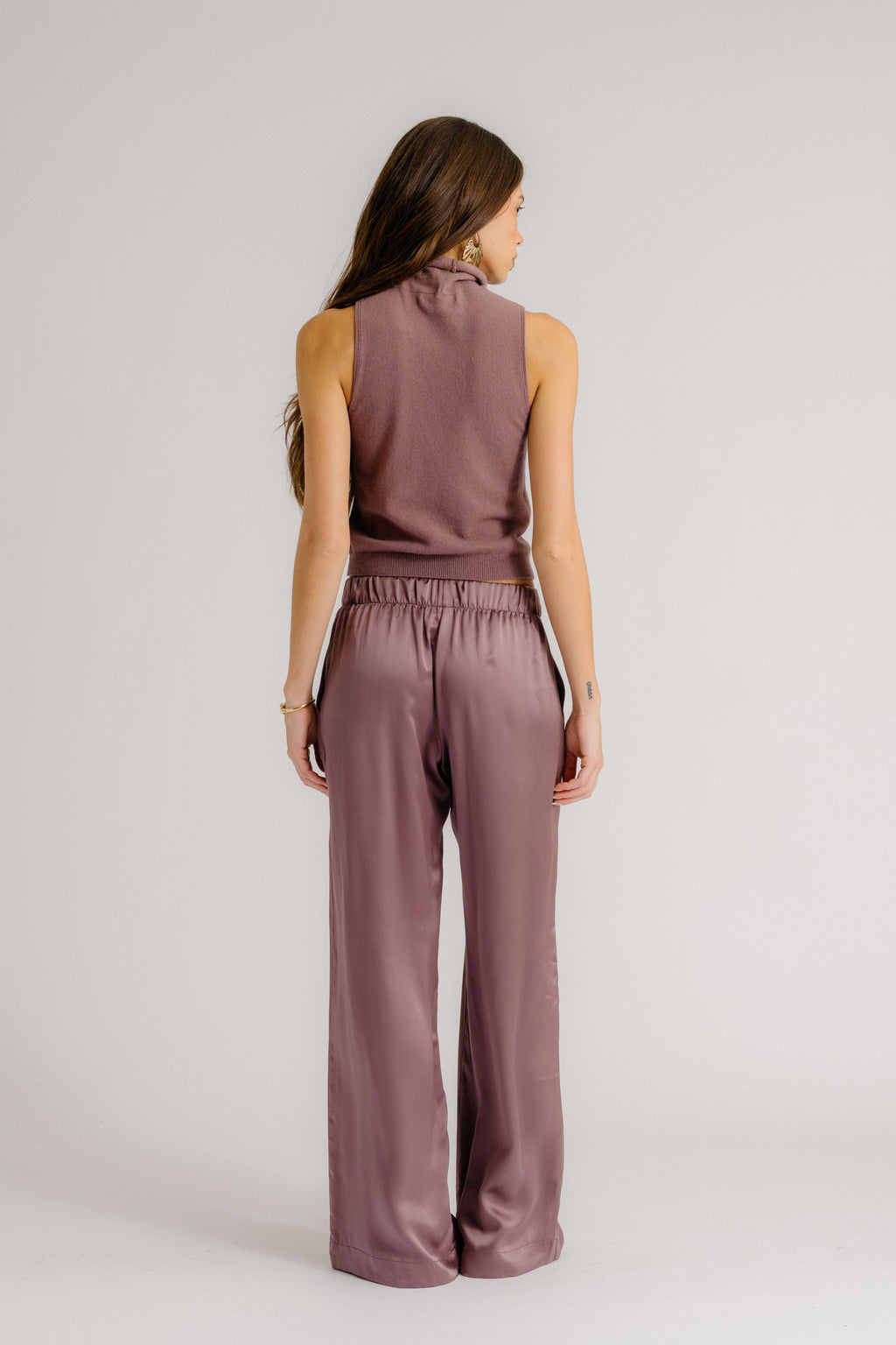 BRYNN  WIDE LEG SILK PANT| DUSTY VIOLET