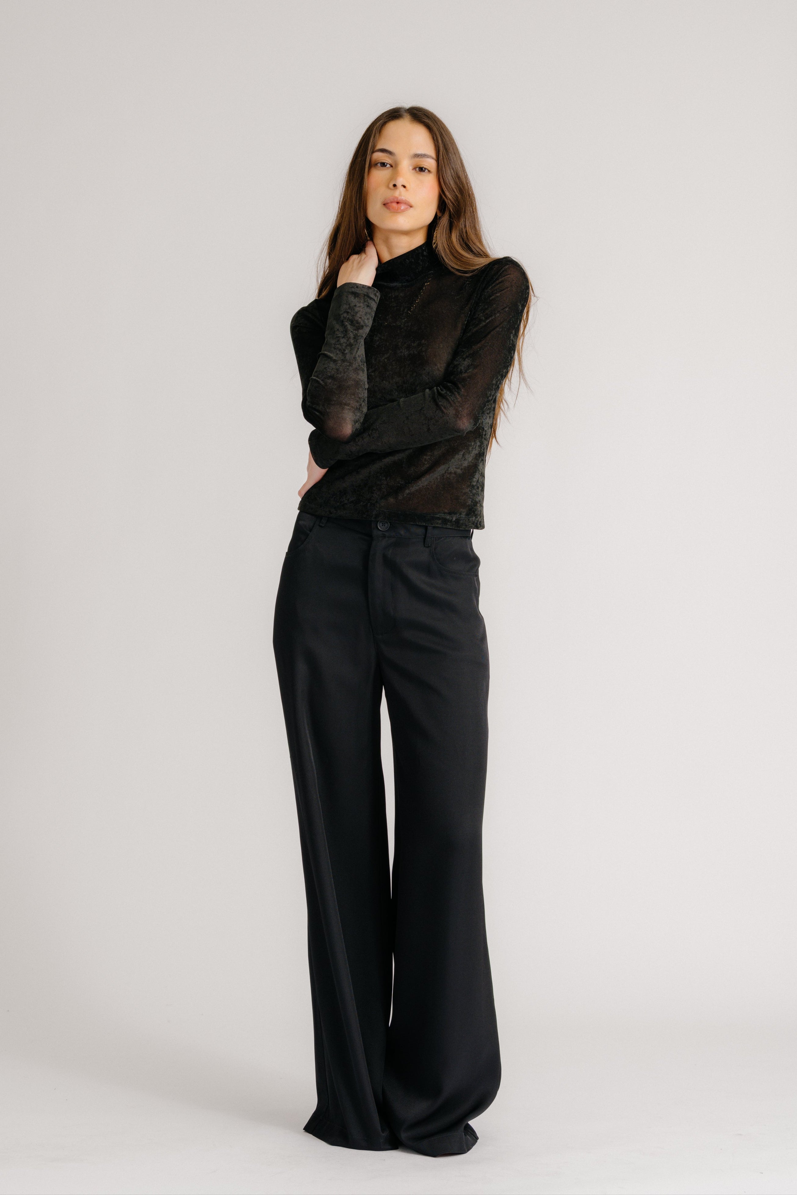 ADRIANNA EXAGGERATED WIDE LEG PANT | BLACK
