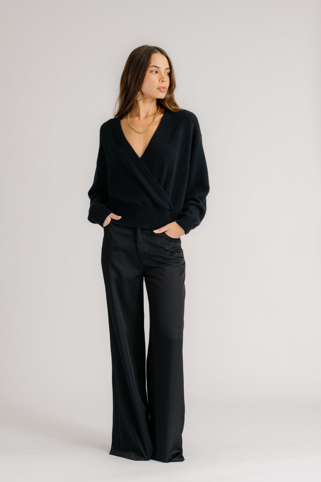 ADRIANNA EXAGGERATED WIDE LEG PANT | BLACK