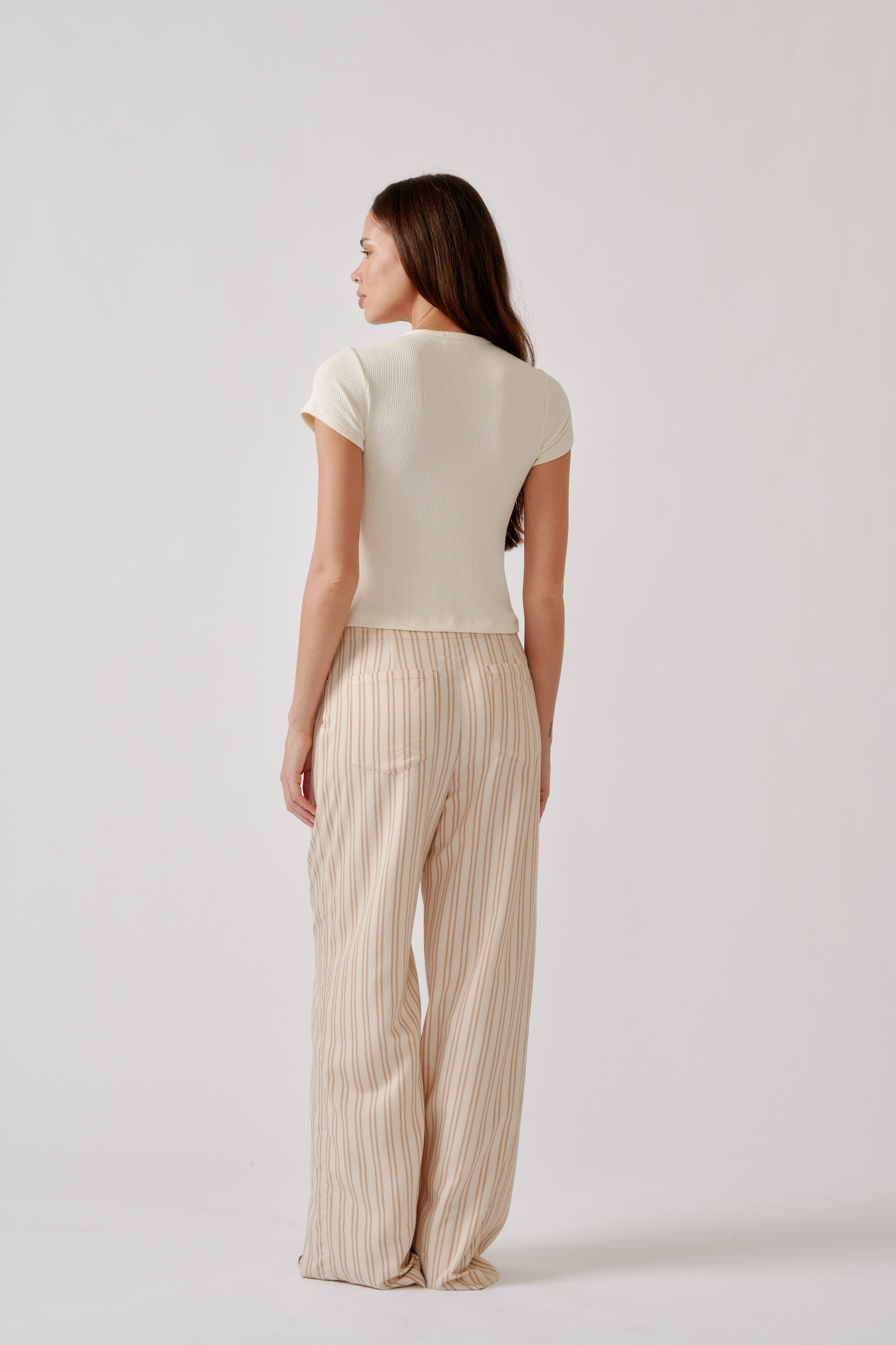 GEMMA STRIPPED PULL ON STRAIGHT LEG PANT | DUNE
