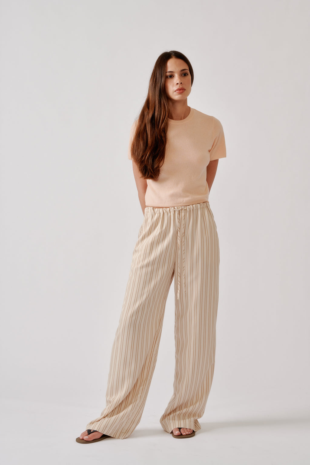 GEMMA STRIPPED PULL ON STRAIGHT LEG PANT | DUNE