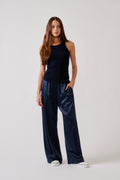 BRYNN WIDE LEG SILK PANT  | MIDNIGHT NAVY