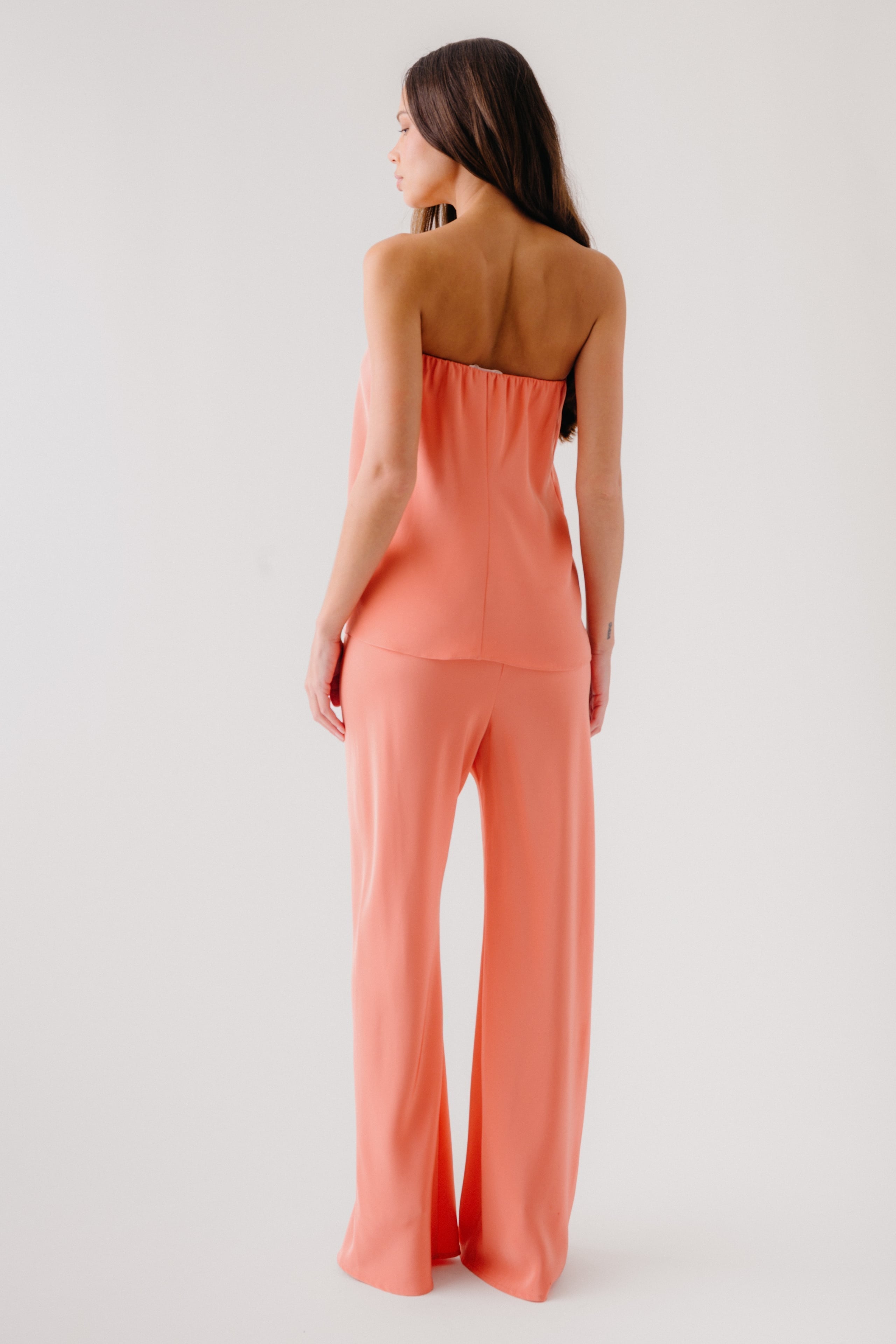 NAOMI BIAS CUT SILK PULL ON PANT | MELON