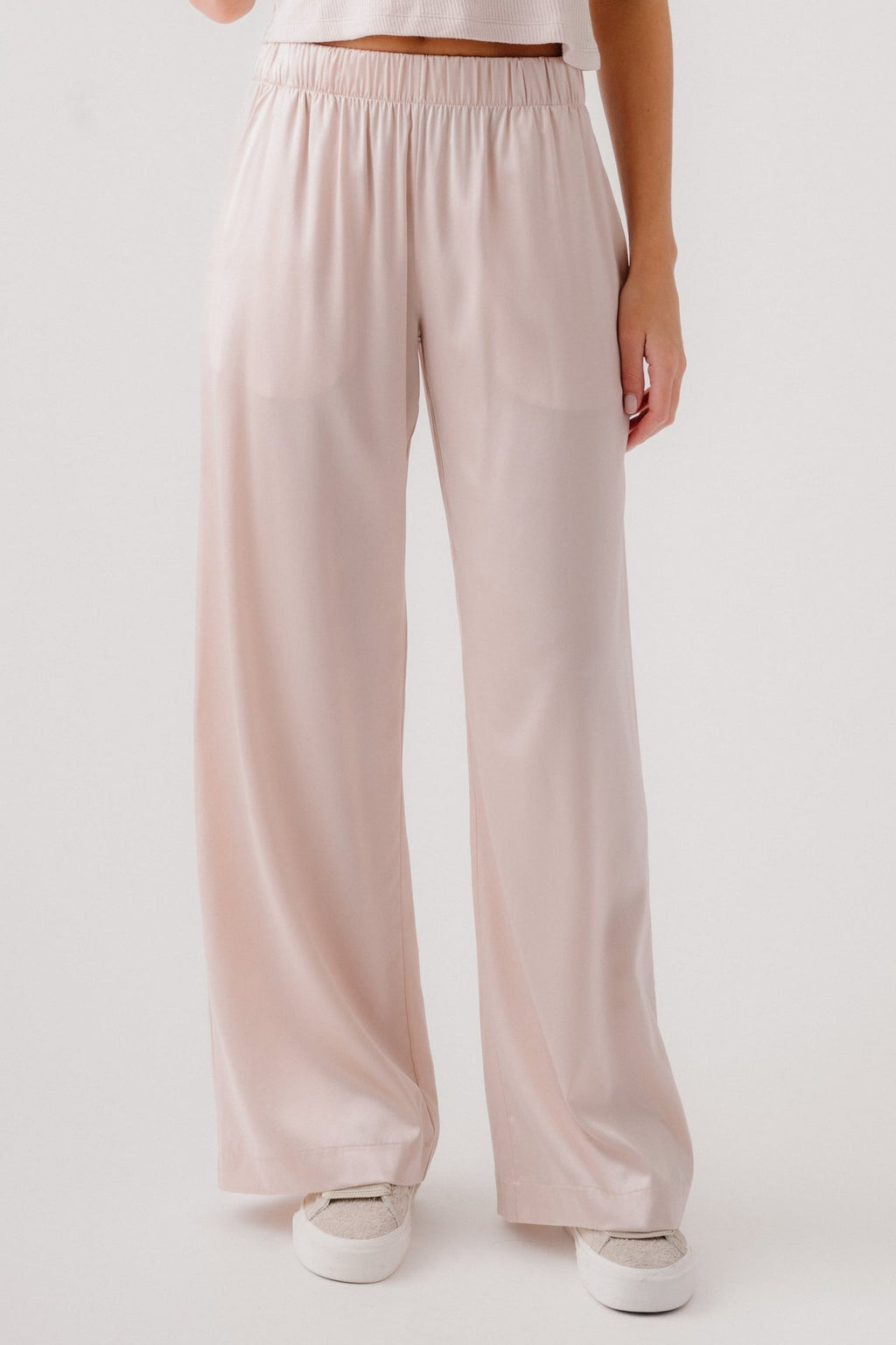 BRYNN HIGH RISE PULL ON WIDE LEG SILK PANT | LUNAR