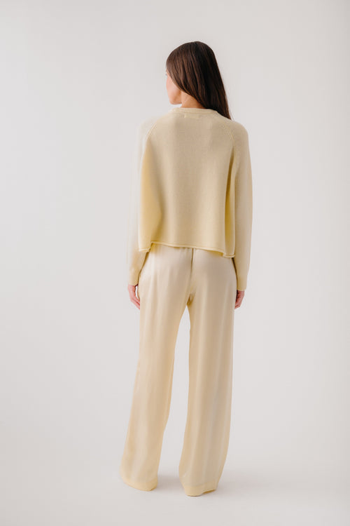 BRYNN HIGH RISE PULL ON WIDE LEG SILK PANT | BUTTERCUP