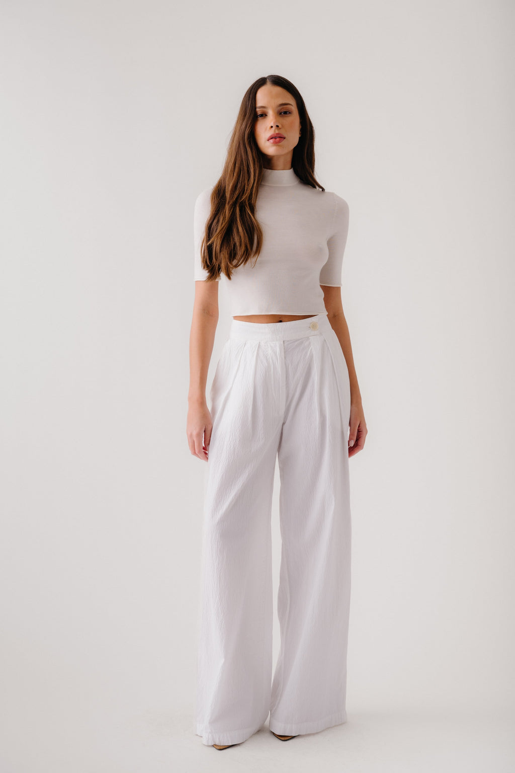 BROOKE HIGH RISE  SEERSUCKER TROUSER | WHITE