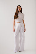 BROOKE HIGH RISE  SEERSUCKER TROUSER | WHITE