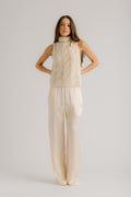 LEXI LOWER RISE RELAXED PULL ON PANT | BUTTERCREAM