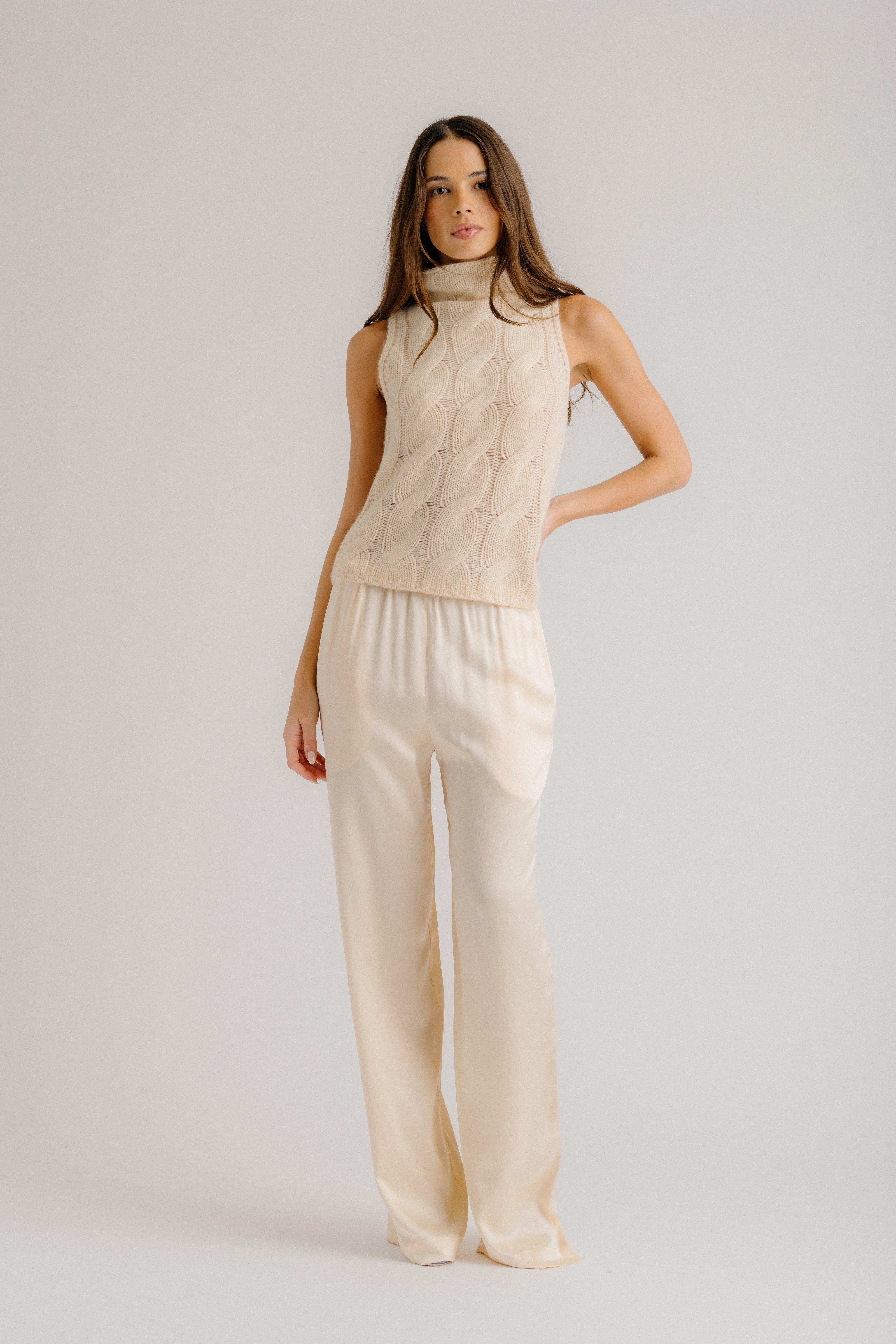 LEXI LOWER RISE RELAXED PULL ON PANT | BUTTERCREAM