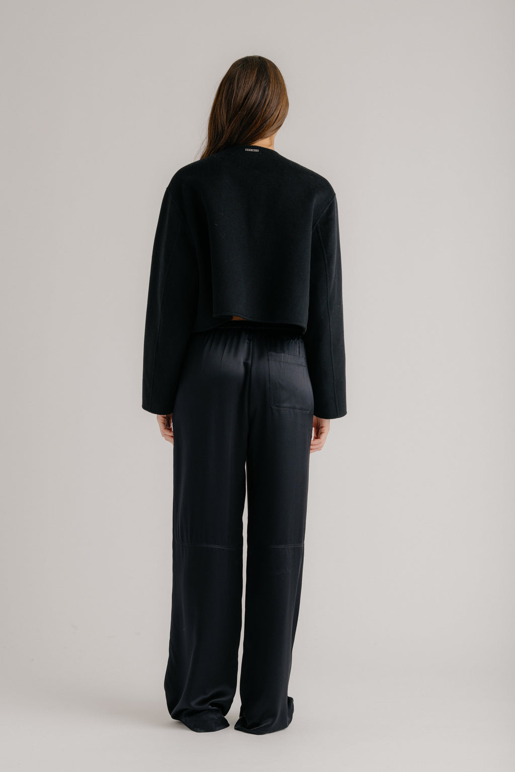 LEXI LOWER RISE RELAXED SILK PANT | BLACK